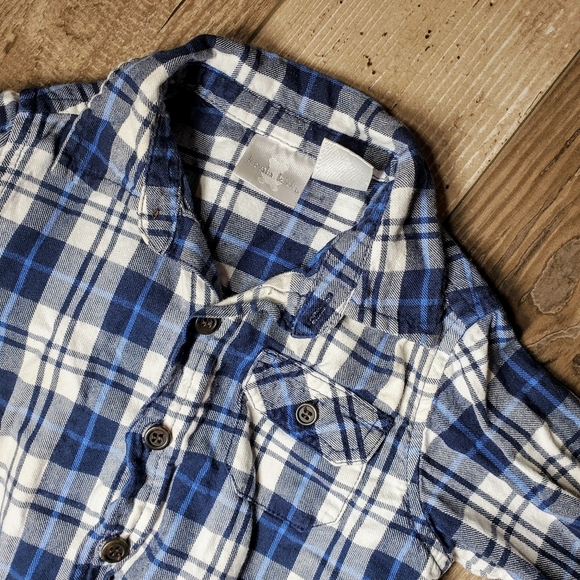 Koala Kids Blue White 100% Cotton Plaid Button Down Shirt Baby Toddler Boy 18m - Picture 6 of 10